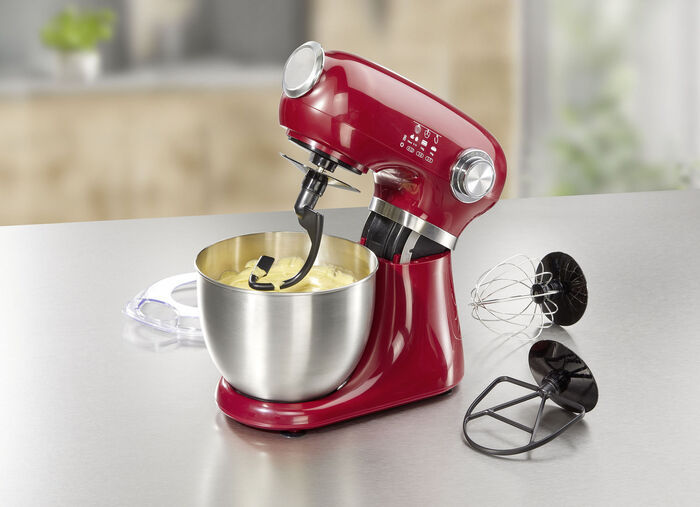 Küchenmaschine im Vintage-Design inkl. Silikon-Backmatte ROT