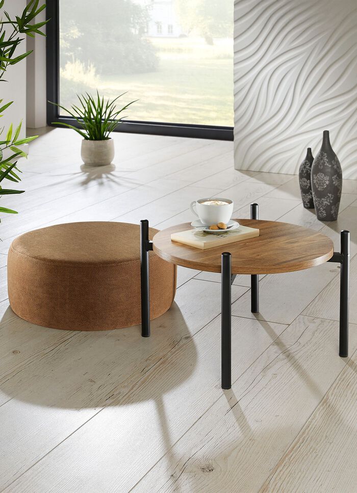 Trendstarker Tisch mit Sitzkissen BRAUN-SCHWARZ