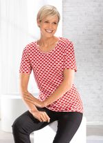 Shirt mit interessanter zweifarbiger Struktur in 2 Farben ROT-WEISS