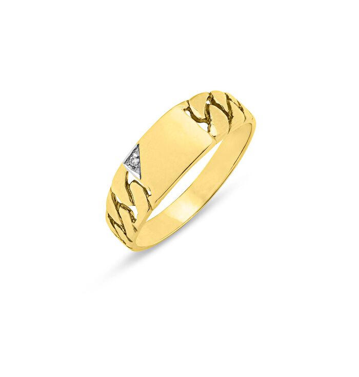 Herrenring mit Diamant, zur Gravur geeignet 