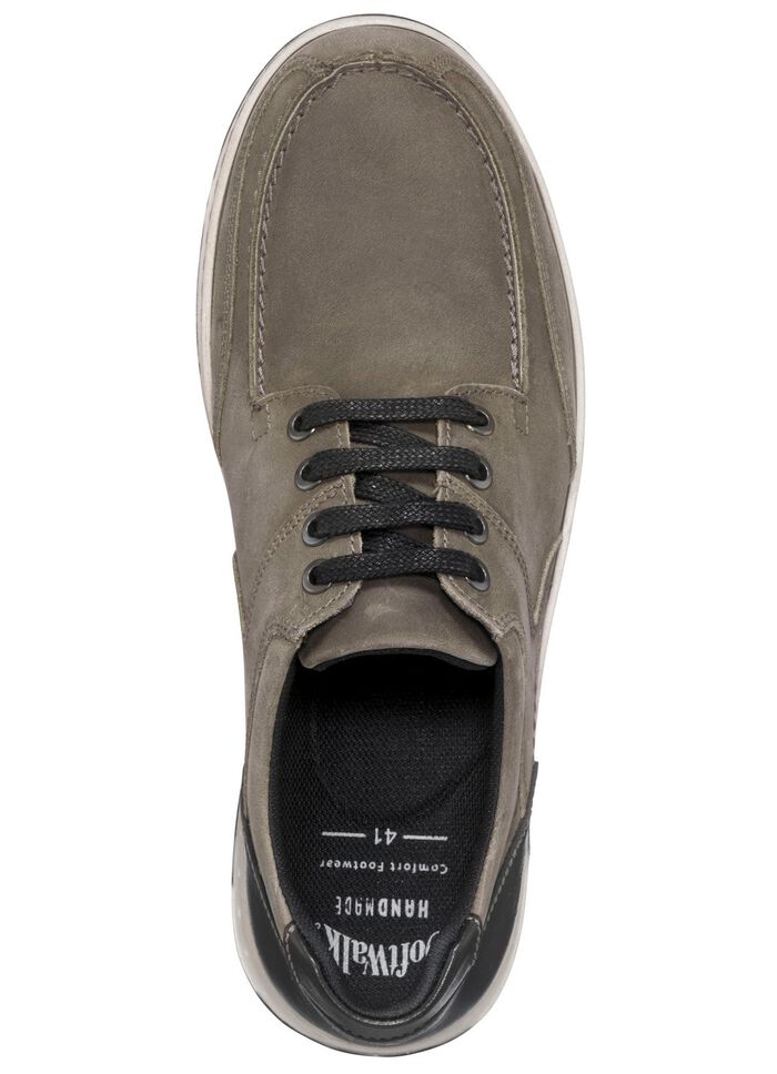 Schn&uuml;rschuhe mit Kontrast-Bes&auml;tzen TAUPE-SCHWARZ