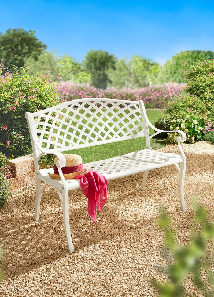 Wetterfeste 2-Sitzer-Gartenbank aus leichten Alugu&szlig; 