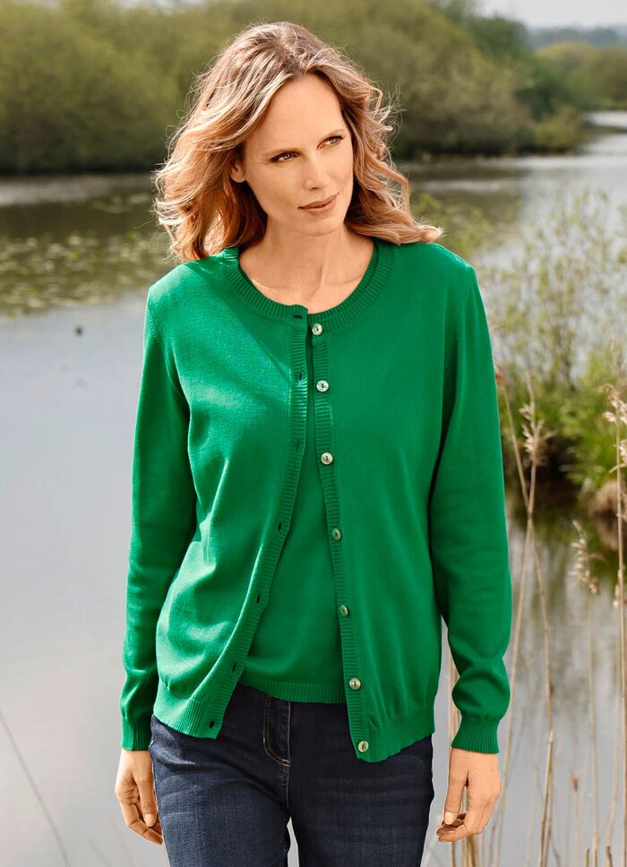 Strickjacke aus reiner Baumwolle GRÜN