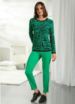 Pullover in modischem Jacquard-Dessin GR&Uuml;N-SCHWARZ