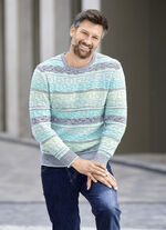 Rundhalspullover mit Jacquardstrick HELLGR&Uuml;N-ECRU