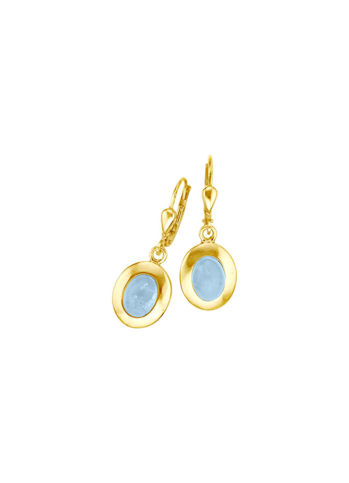 Ohrringe mit echtem Aquamarin-Cabochon 