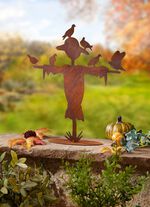 Vogelscheuche aus gerostetem Stahlblech 