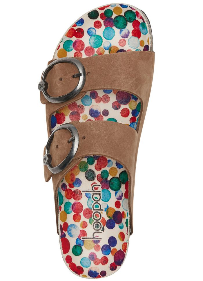 Andrea Conti Pantolette mit bunt bedrucktem Lederfussbett BRAUN