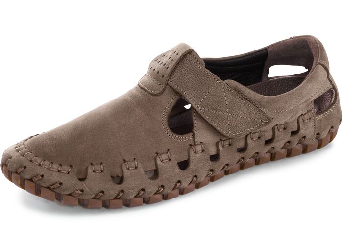 Gemini Slipper aus weichem Rind-Nubukleder TAUPE