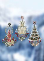 Fensterbilder, 3er-Set, aus echter Plauener Spitze 