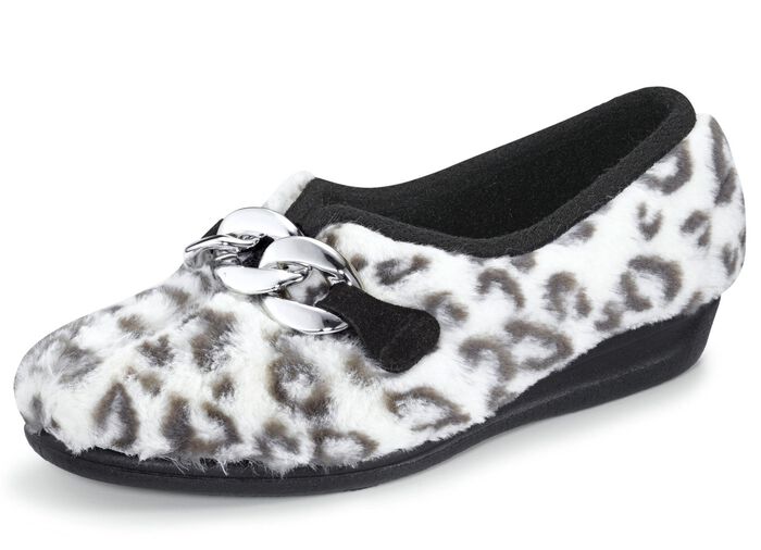 Hausschuh mit anatomisch geformtem Fussbett WEISS-SCHWARZ