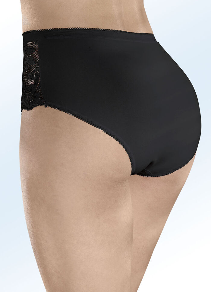 Laurina Viererpack Slips mit elastischen Spitzeneinsätzen 