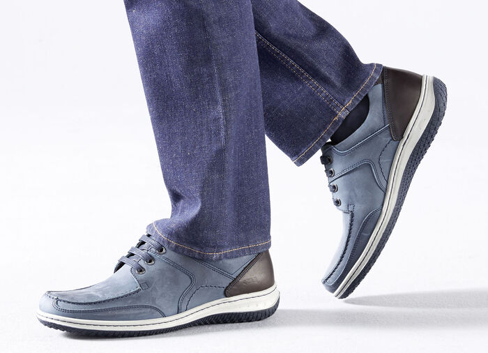 Schnürschuhe mit Kontrast-Besätzen BLAU-BRAUN