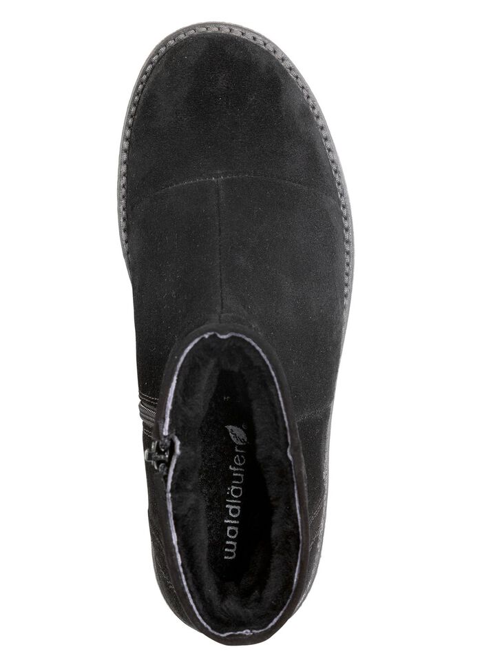 Waldl&auml;ufer, gef&uuml;tterte Damen-Boots, Winterschuhe, Weite H, mit Lammfell SCHWARZ