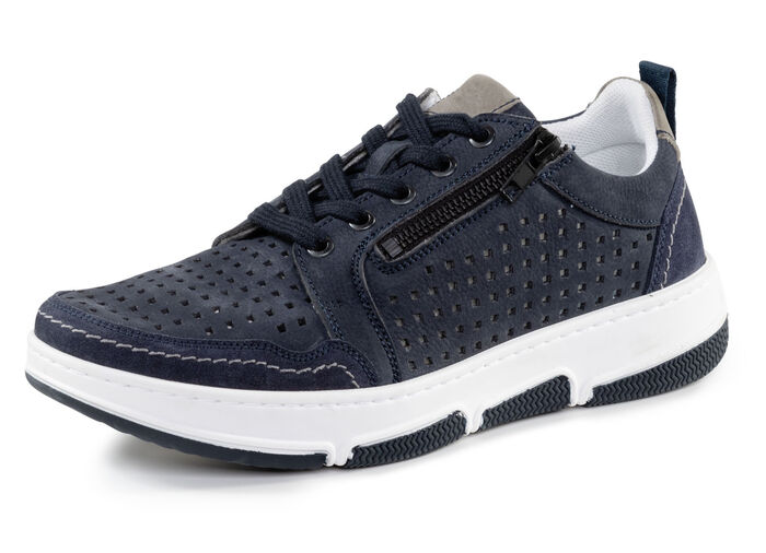 GINO GALANTE Schnürschuh aus luftig perforiertem Nubukleder MARINE