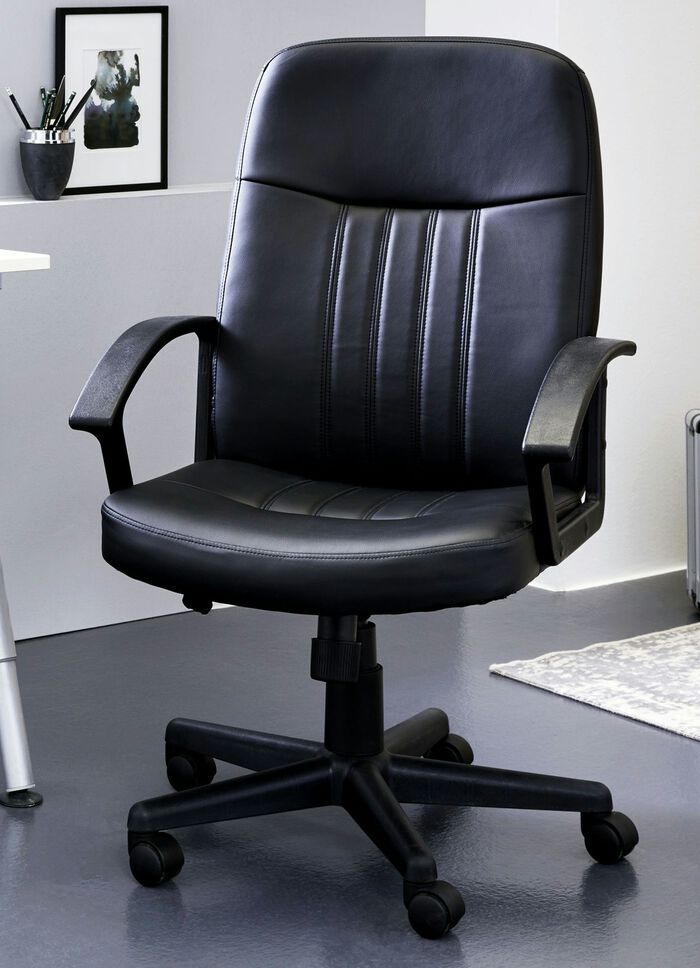 Chefsessel mit hochwertigem Kunstlederbezug SCHWARZ