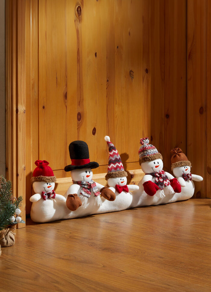 Zugluftrolle mit 5 lustigen Schneemännern 