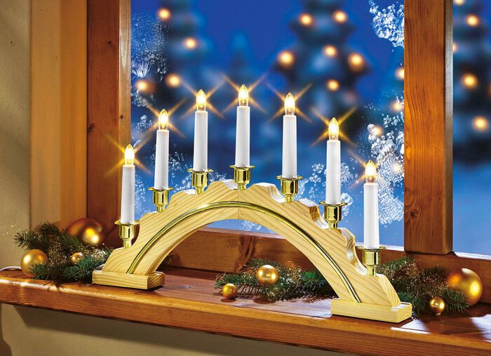 Lichterbogen aus Holz, 7-flammig 