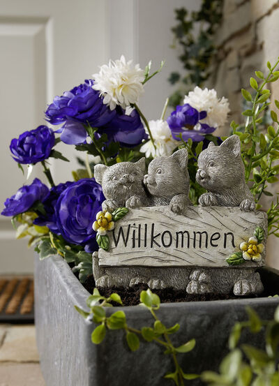 Willkommen mit Hunde,- oder Katzen aus Polyresin 