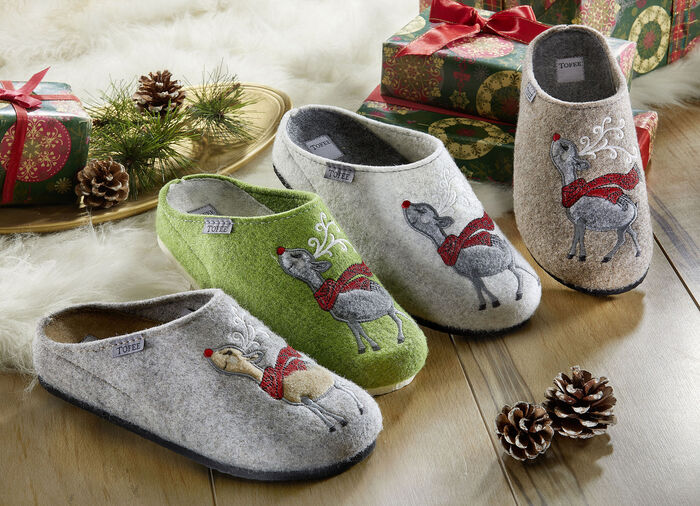Flauschig warmer und kuscheliger Hausschuh GRÜN
