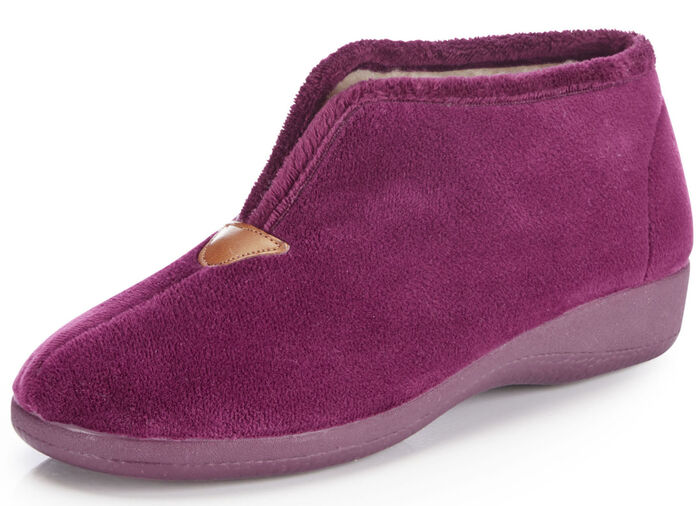 Laurina Hausschuh aus samtigen Textilmaterial BORDEAUX