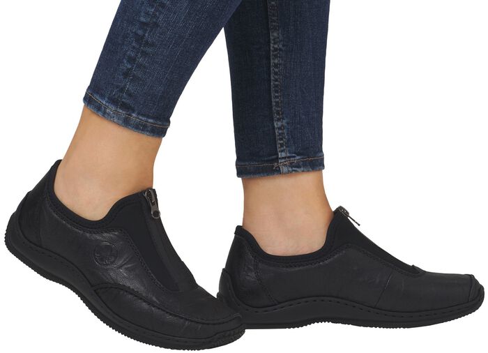 Rieker, klassische Damen-Slipper, mit Reissverschluss SCHWARZ