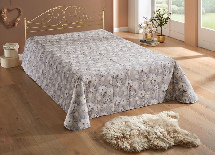 Tagesdecken mit Karosteppung und Kissenbez&uuml;ge BEIGE