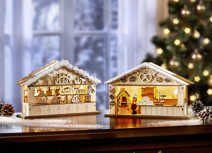 Weihnachtsmarktszene aus Holz 