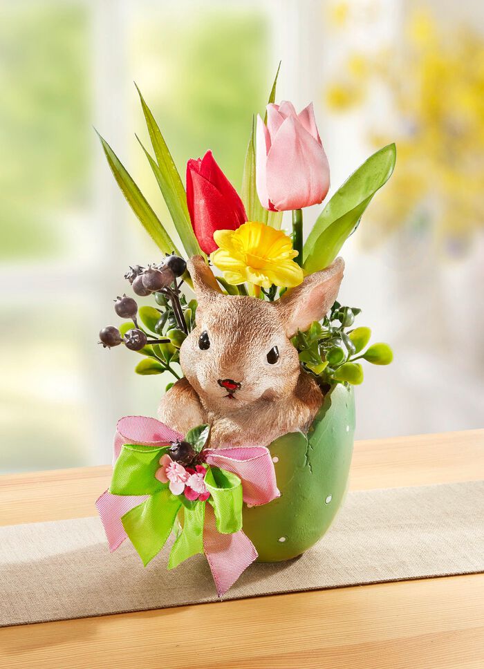 Tulpengesteck in Ei-Vase 