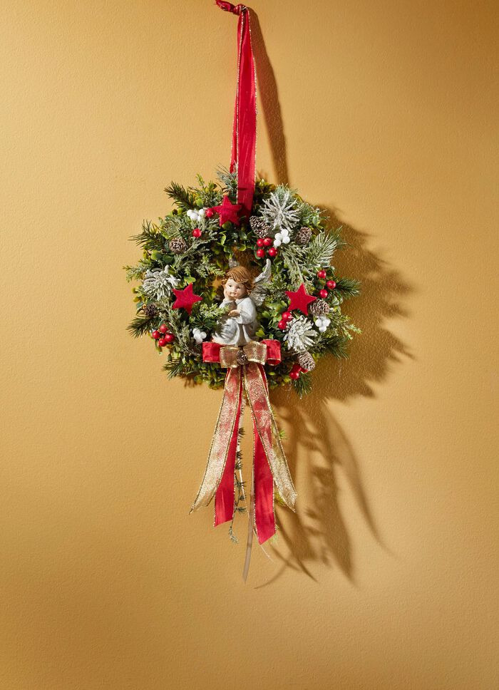 Wandkranz mit Engel aus Polyresin 