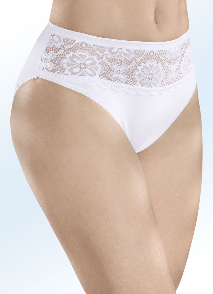 Laurina Viererpack Slips mit elastischer Spitze 