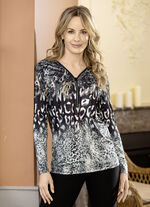 Shirt mit Tierfell-Dessin in 3 Farben SCHWARZ-BRAUN-ECRU