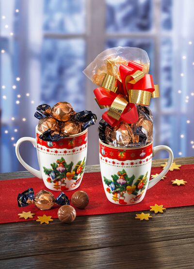 Weihnachtstasse, 2er-Set, inklusive s&uuml;sser F&uuml;llung 