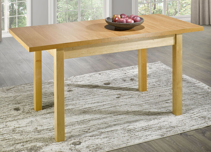 Esstisch mit Auszug und Beinen aus massivem Erlenholz 