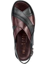  Sandale mit anatomisch geformten Lederfussbett SCHWARZ-BORDEAUX