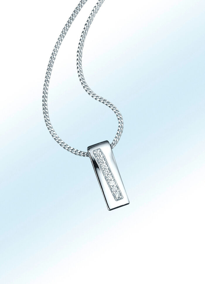 Anhänger mit synth. Zirkonia und Panzerkette