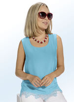 Top mit Spitzen-Besatz in 4 Farben TÜRKIS