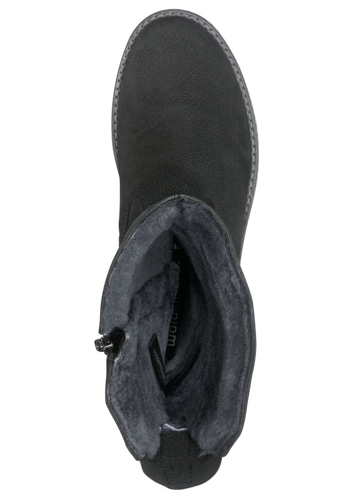 Waldl&auml;ufer, gef&uuml;tterte Damen-Stiefel, Winterschuhe, Weite H, mit Lammfell SCHWARZ