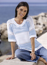 Pulli aus reiner Baumwolle BLEU-WEISS