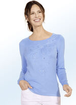 Pullover mit edler Stickerei sowie Schmuckstein- und Strasszier 