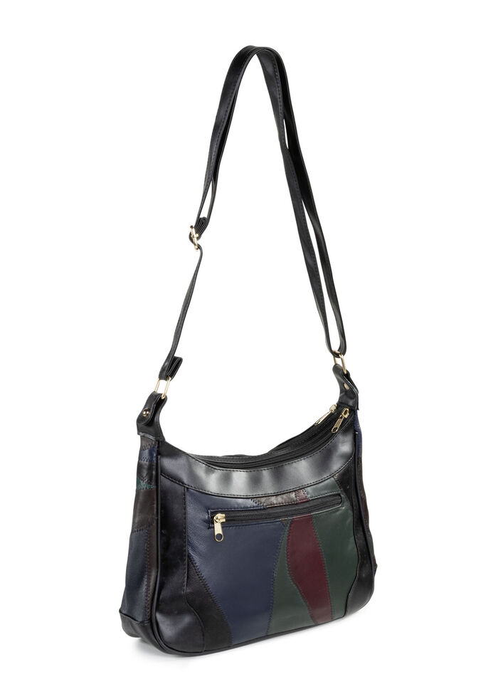 Patchwork-Tasche aus Nappaleder mit Synthetik-Einsätzen SCHWARZ-MULTICOLOR