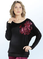 Pullover mit aufwendigem Blütenmotiv 