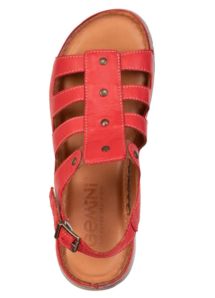 Gemini, klassische Damen-Sandalen, Weite G, aus Leder ROT
