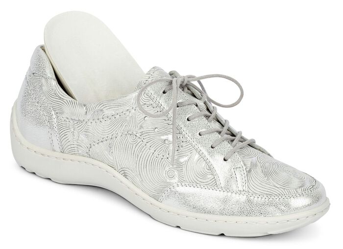 Waldläufer, elegante Damen-Schnürschuhe, Weite H, mit herausnehmbarem Fussbett MATTSILBER