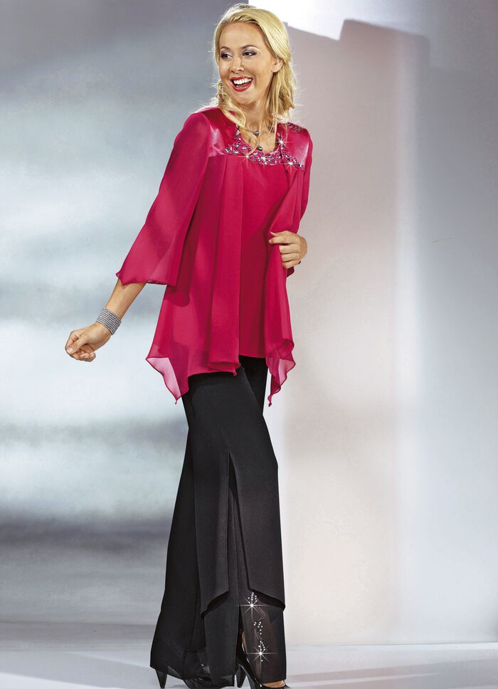 Doppellagig gearbeitete schwarze Hose SCHWARZ