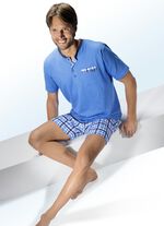 Shorty mit Knopfleiste, Brusttasche und Karodessin 