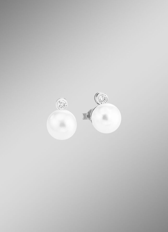Ohrstecker mit S&uuml;sswasser-Zuchtperlen und synth. Zirkonia 