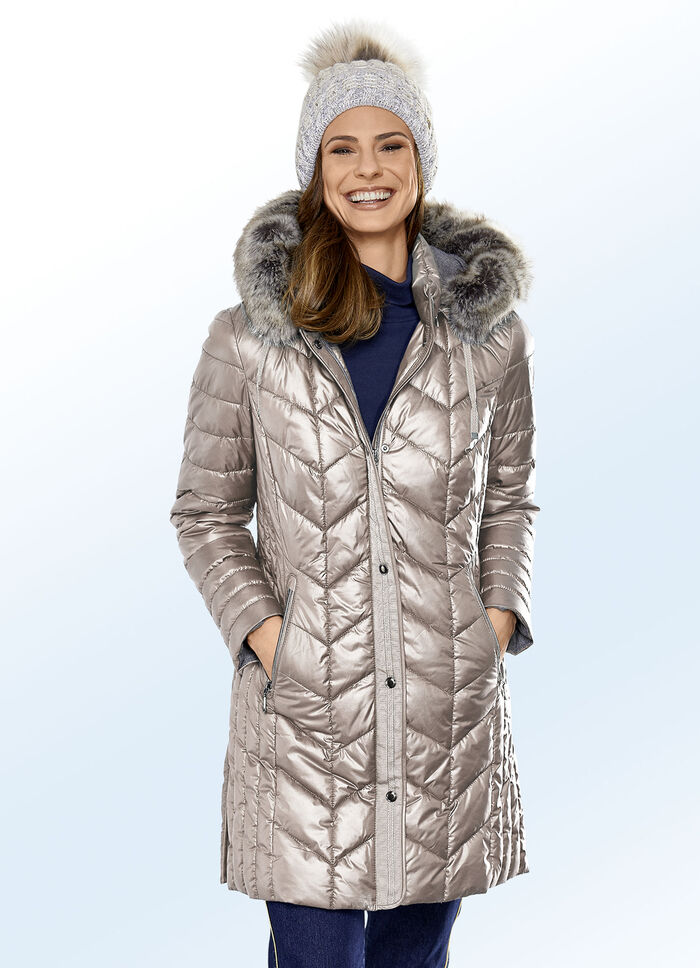 Kurzmantel in 2 Farben mit seitlicher Längssteppung KIESEL