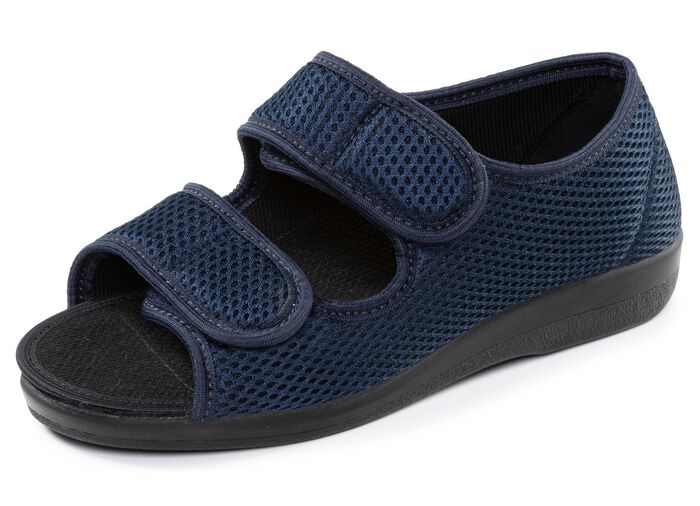 Bequeme Damen-Hausschuhe, Weite H, mit herausnehmbarem Fussbett MARINE