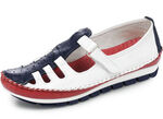 Gemini, klassische Damen-Slipper, Weite G, mit herausnehmbarem Fussbett WEISS-MARINE-ROT